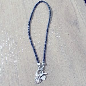 Lia Sophia Black leather necklace. 14”.